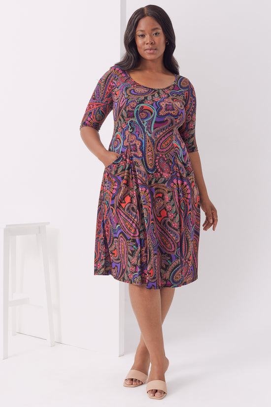 Load image into Gallery viewer, Daisy Paisley Fit &amp;amp; Flare Dress
