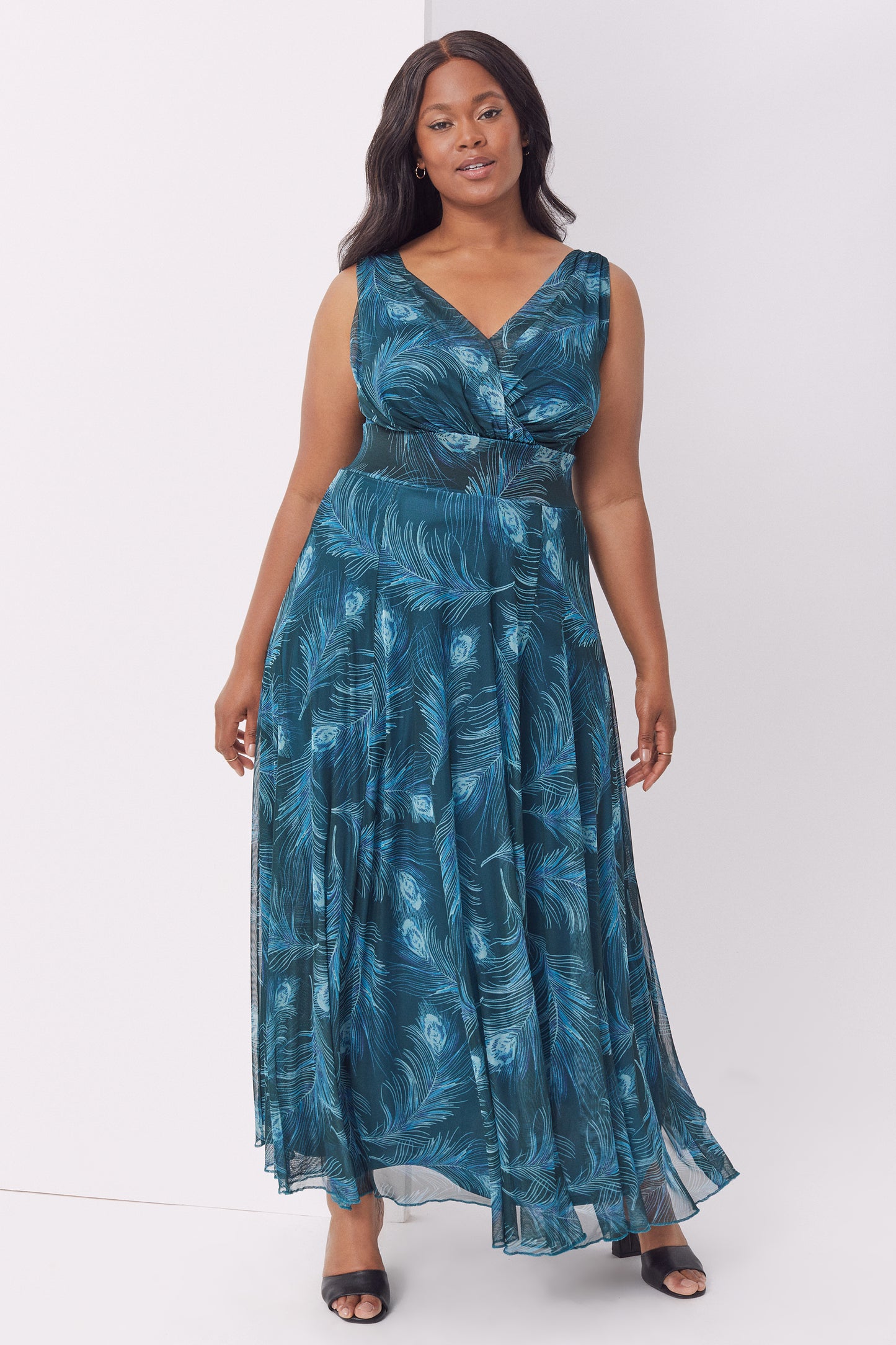 amelia mesh maxi dress Amelia Peacock Feather Print Mesh Maxi Dress – Scarlett & Jo