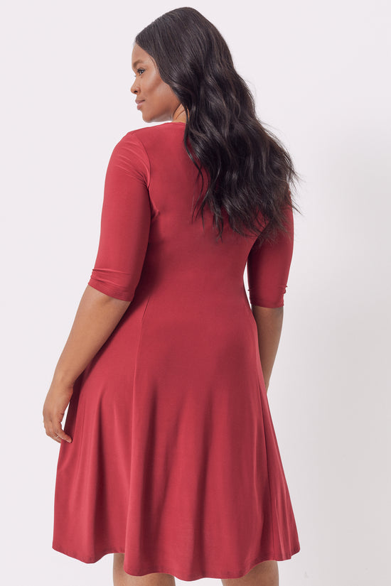 Load image into Gallery viewer, Daisy Burgundy Fit &amp;amp; Flare Dress
