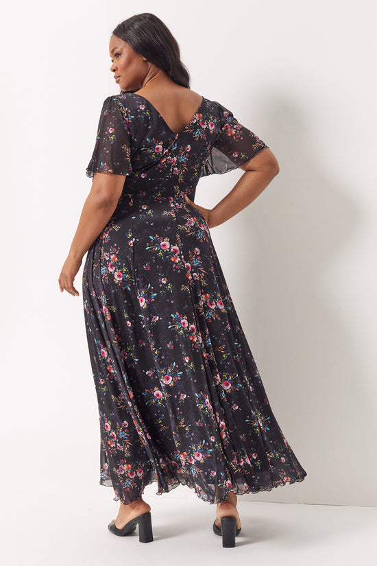 Load image into Gallery viewer, Isabelle Midnight Pink Float Sleeve Maxi Dress
