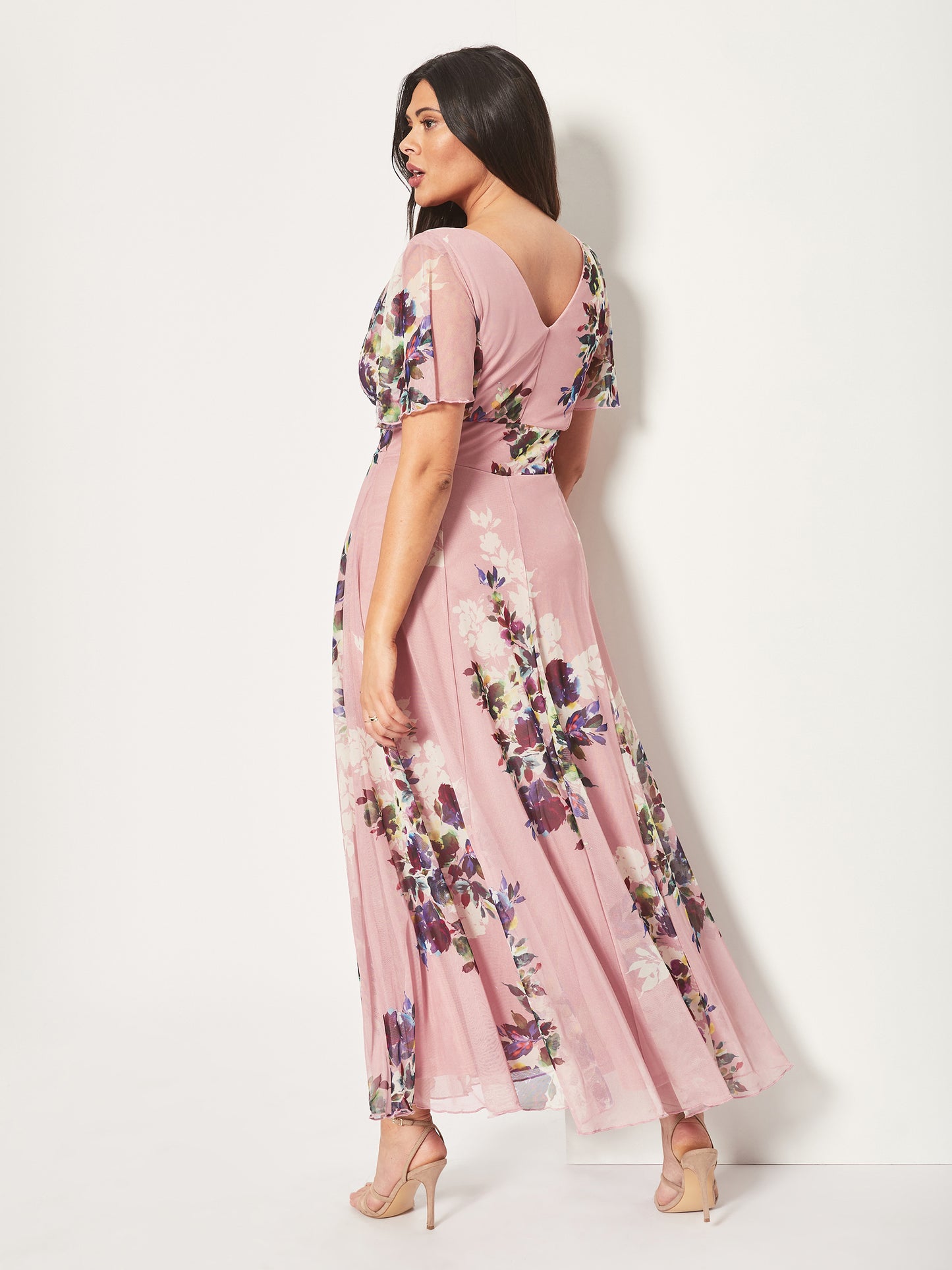 Load image into Gallery viewer, Isabelle Pink Blush Print Float Sleeve Maxi Dress
