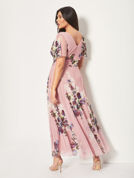 Load image into Gallery viewer, Isabelle Pink Blush Print Float Sleeve Maxi Dress
