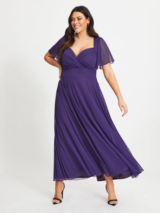 Load image into Gallery viewer, Kemi Purple Bolero Wrap Bodice Maxi Gown
