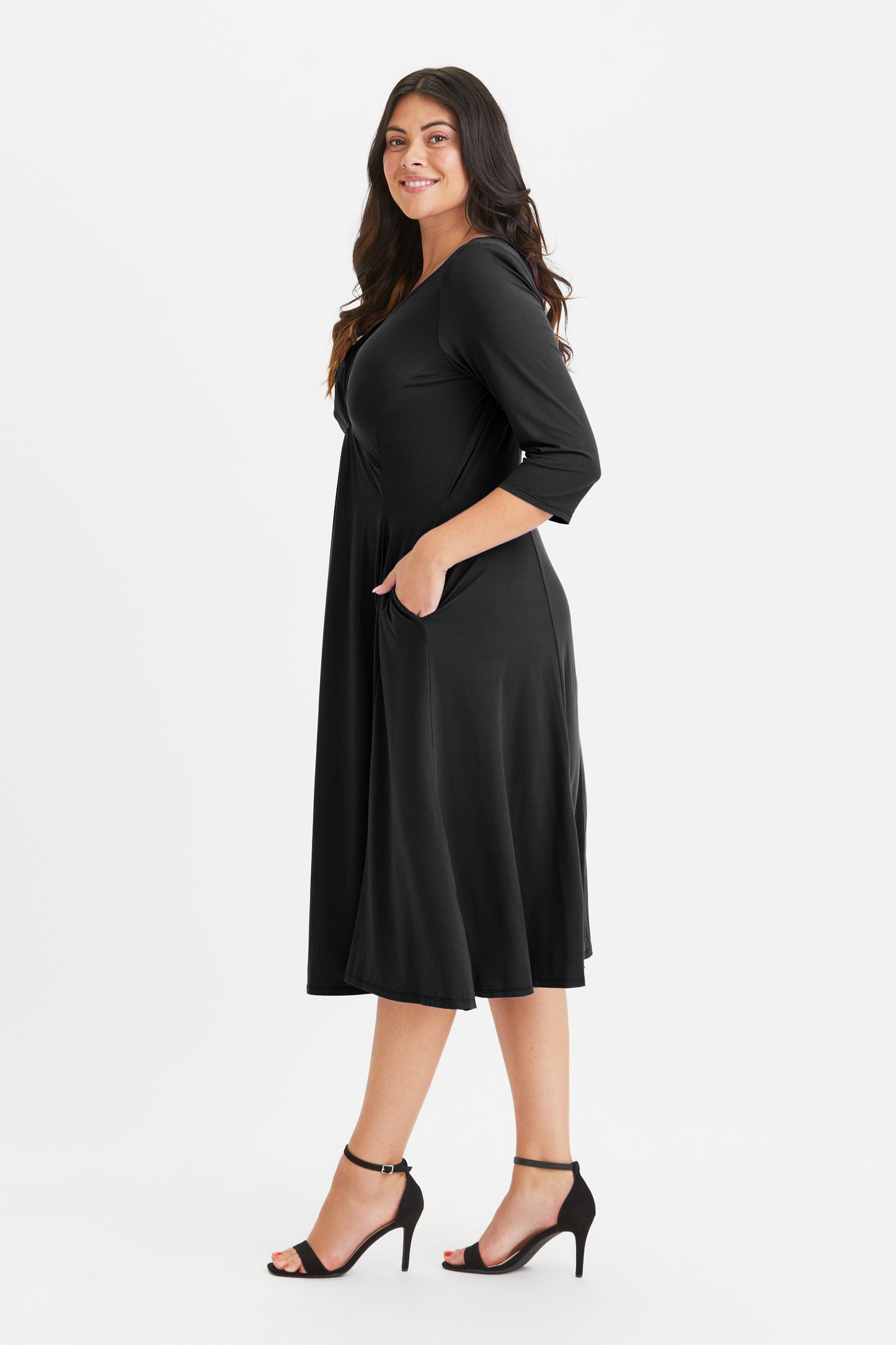 Claudia Black Peach Touch Jersey Knot Front Dress