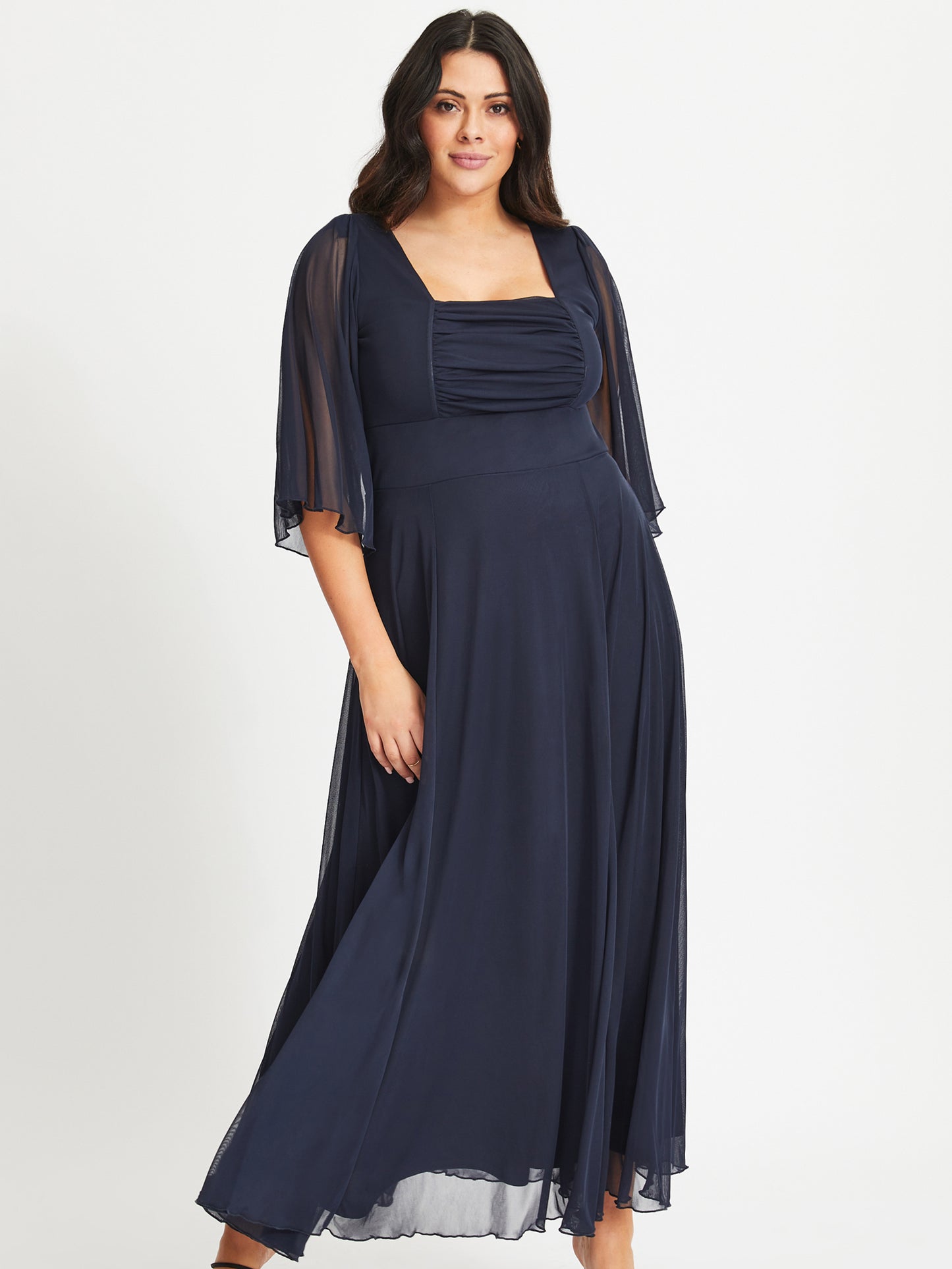 Load image into Gallery viewer, Genie Navy Ruched Bodice Maxi Dress

