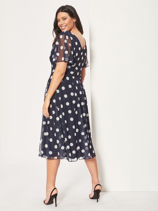 Victoria Navy Cream Angel Sleeve Mesh Midi Dress – Scarlett & Jo