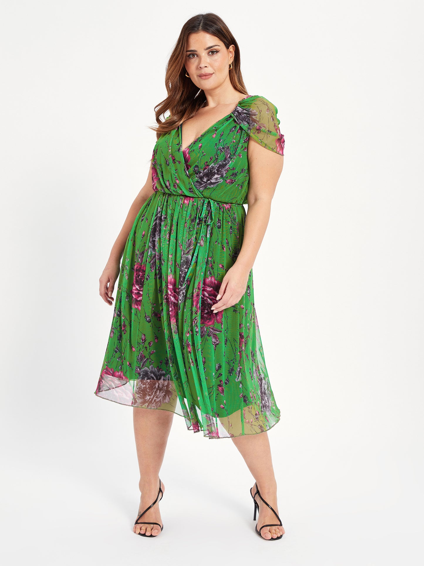Load image into Gallery viewer, Sorrento Green Multi Cold Shoulder Dress
