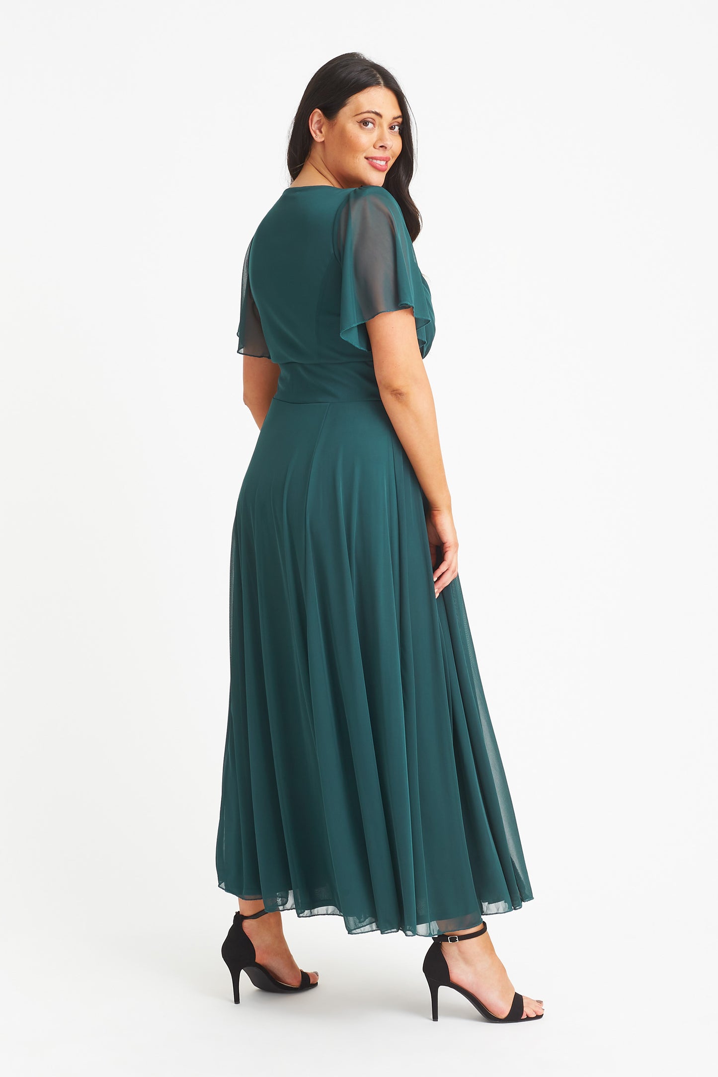 Kemi Dark Green Bolero Wrap Bodice Maxi Gown Scarlett & Jo Kemi Dark Green Bolero Wrap Bodice Maxi Gown Scarlett & Jo