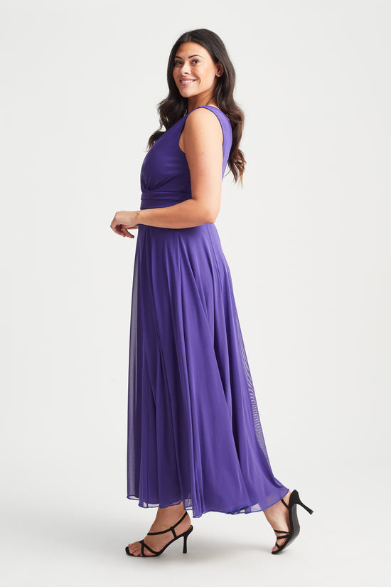 Load image into Gallery viewer, Nancy Marilyn Purple Mesh Maxi Dress
