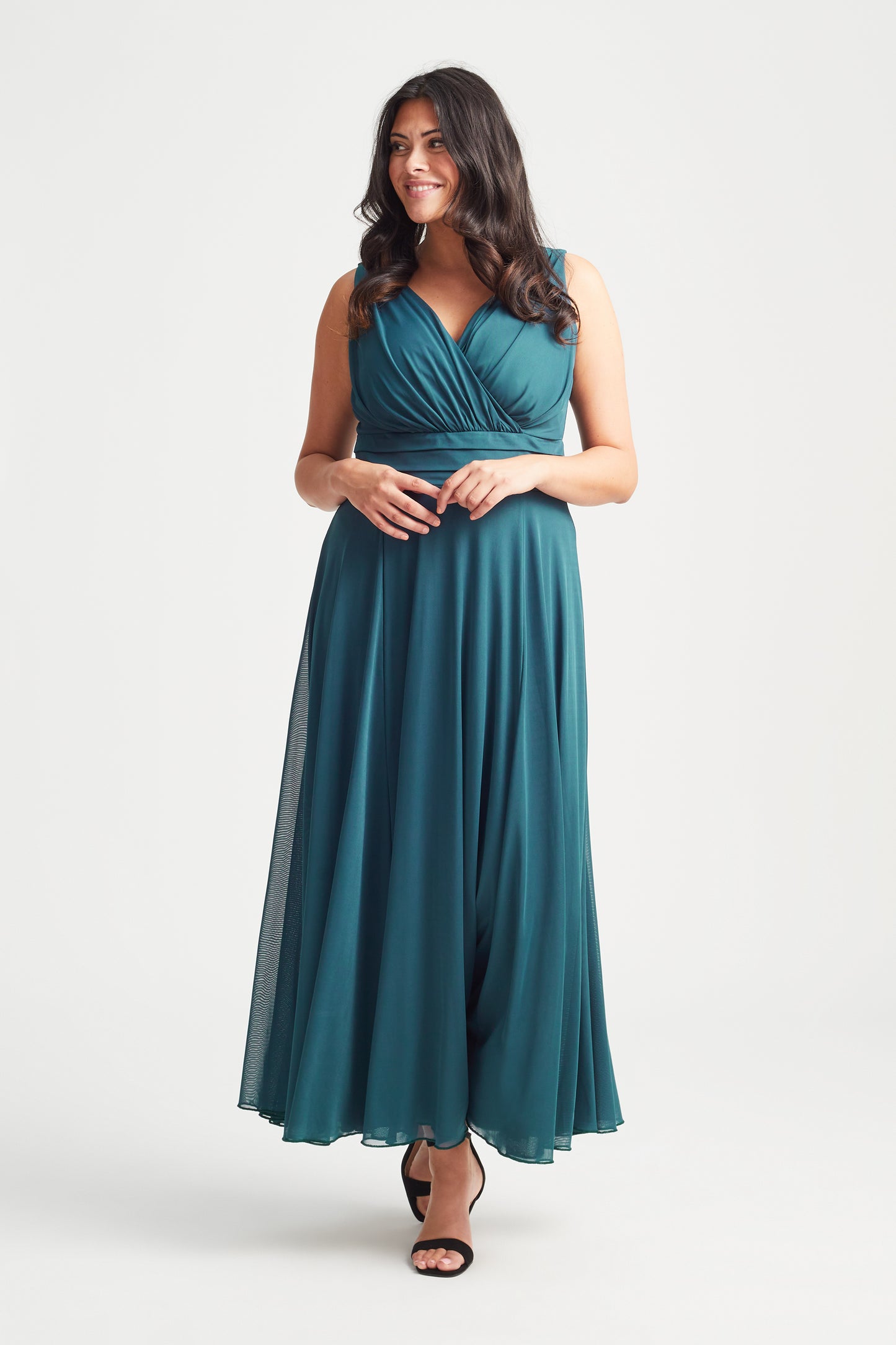 Load image into Gallery viewer, Nancy Marilyn Teal Blue Mesh Maxi Dress
