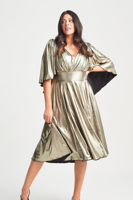 Liquid Gold Midi Gown