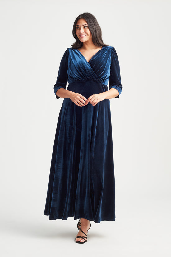 Verity Velvet Blue Maxi Gown