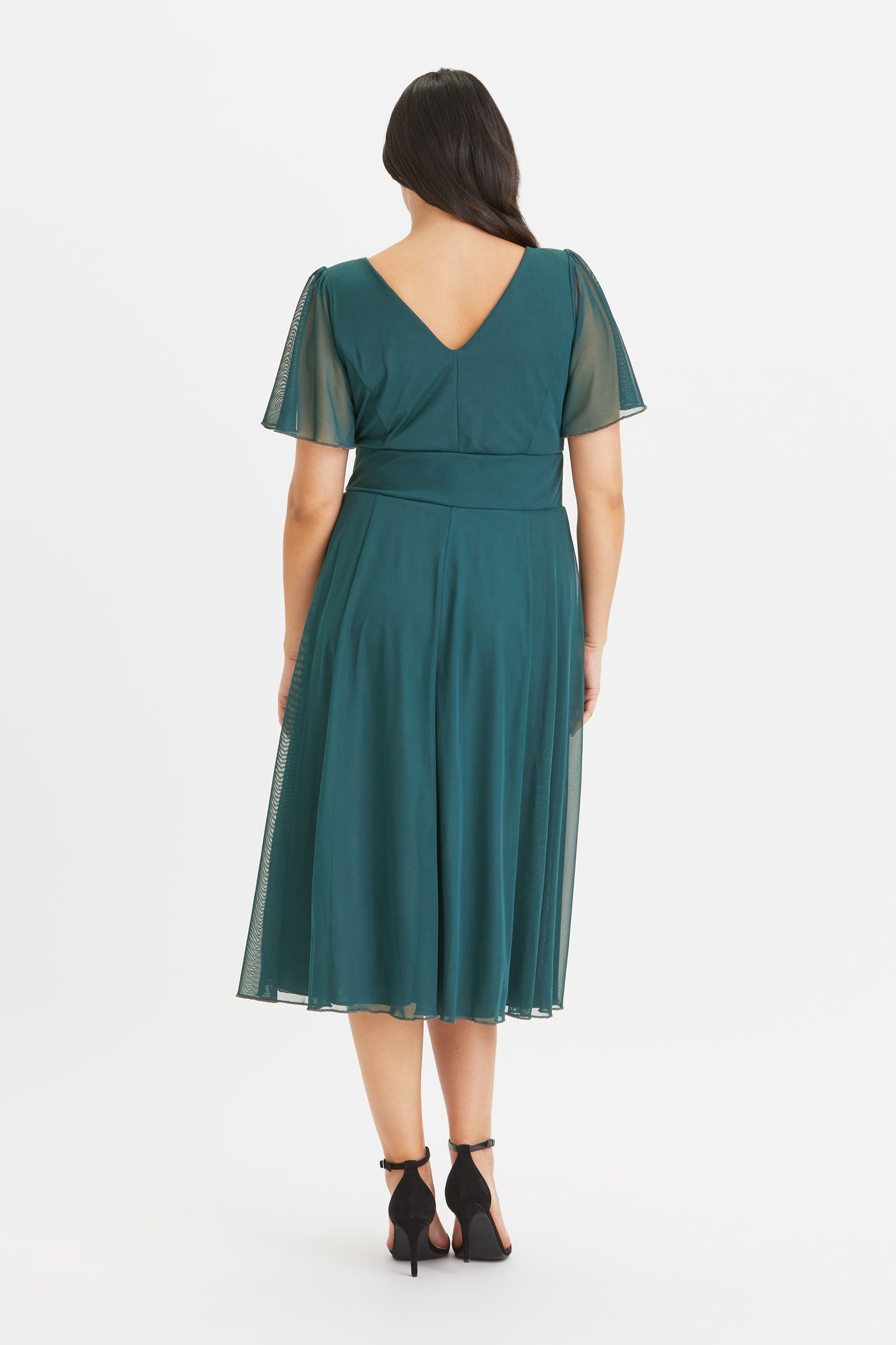 Victoria Green Angel Sleeve Mesh Midi Dress Scarlett & Jo Victoria Green Angel Sleeve Mesh Midi Dress Scarlett & Jo