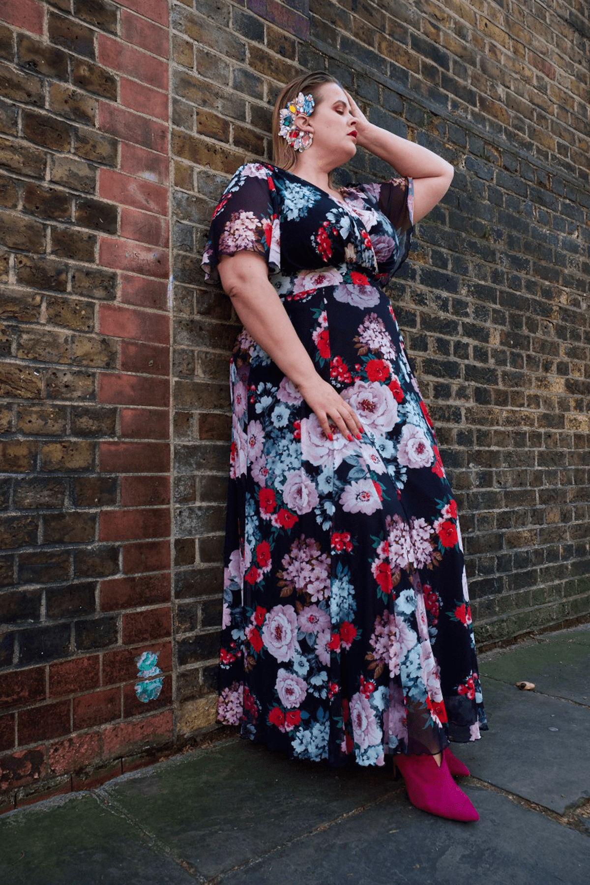 Isabelle Black Floral Float Sleeve Maxi Dress Scarlett Jo