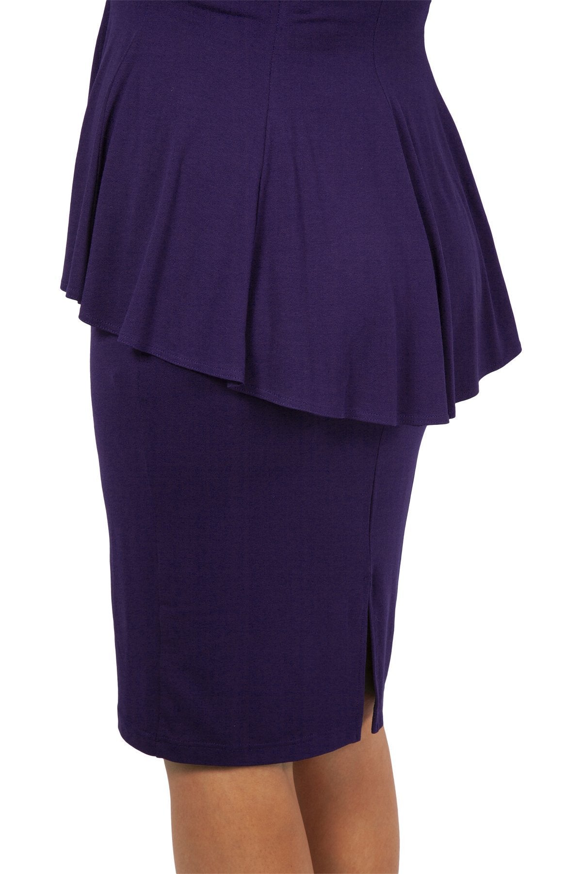 strapless open back dress Purple Jersey Lace Insert Peplum Dress – Scarlett & Jo