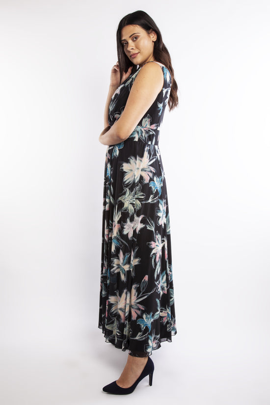 Load image into Gallery viewer, Scarlett &amp;amp; Jo Dresses Florence Black Chiffon Print Maxi Dress
