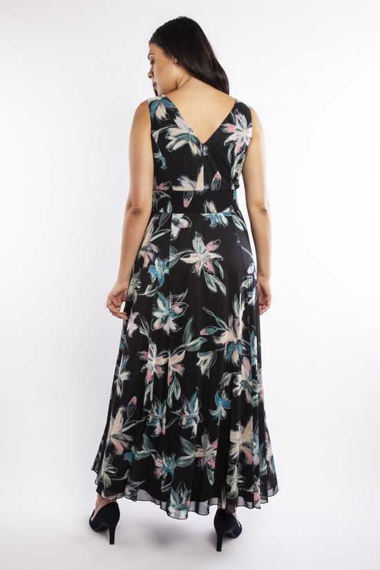 Load image into Gallery viewer, Scarlett &amp;amp; Jo Dresses Florence Black Chiffon Print Maxi Dress
