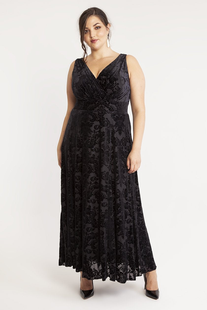 Scarlett & Jo Dresses Greta Garbo Black Velvet Devore Maxi Dress