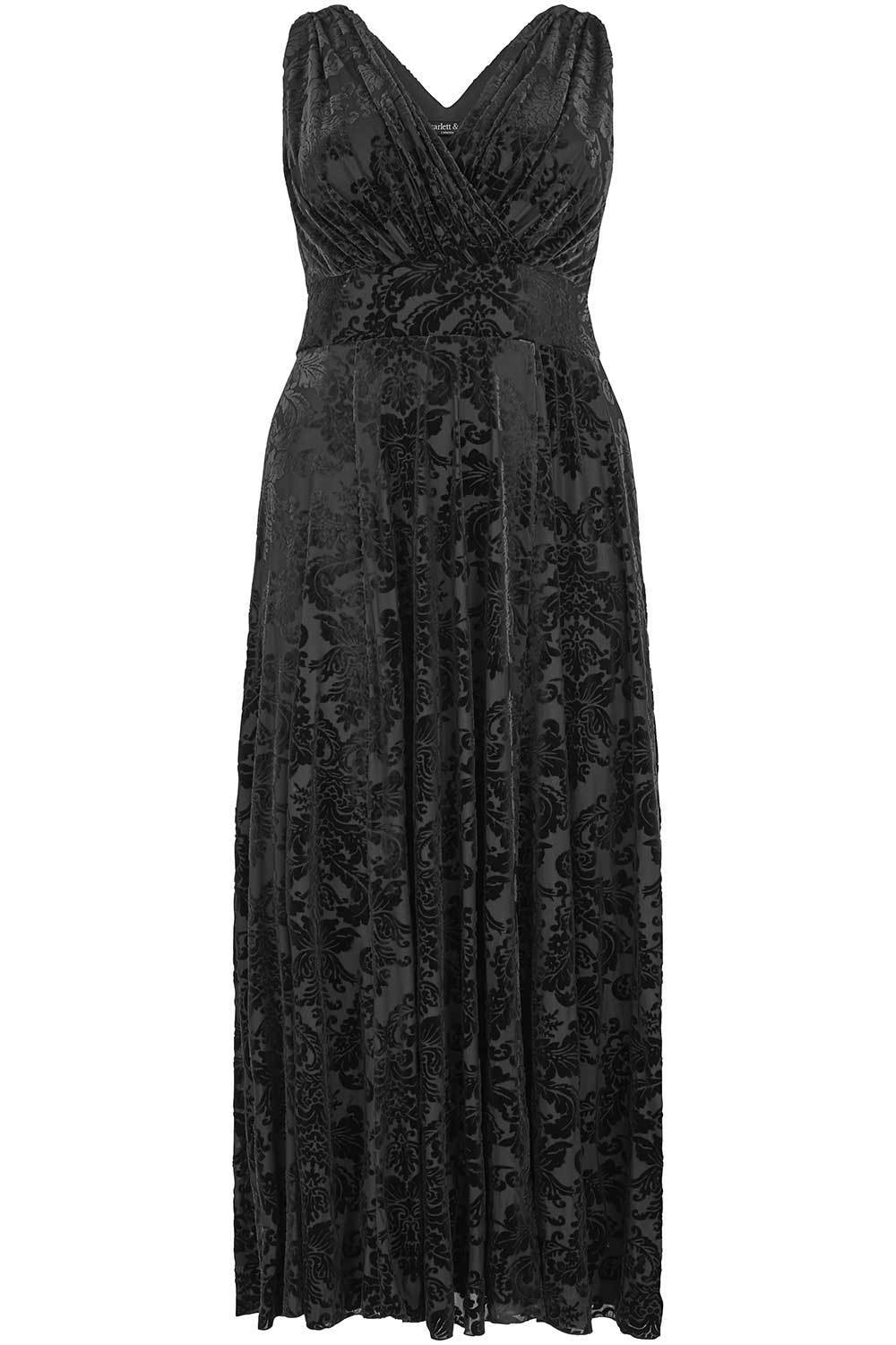 Greta Garbo Black Velvet Devore Maxi Dress Scarlett & Jo Greta Garbo Black Velvet Devore Maxi Dress Scarlett & Jo