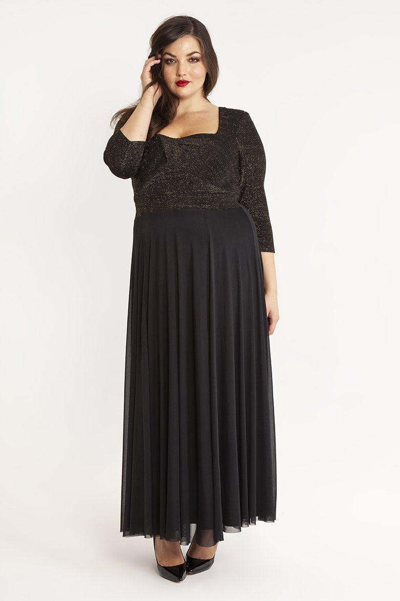 Scarlett & Jo Dresses Jemima Lurex Black Sweetheart Maxi Dress