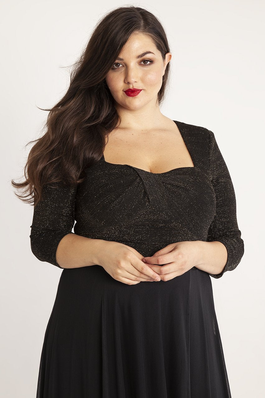 Scarlett & Jo Dresses Jemima Lurex Black Sweetheart Maxi Dress