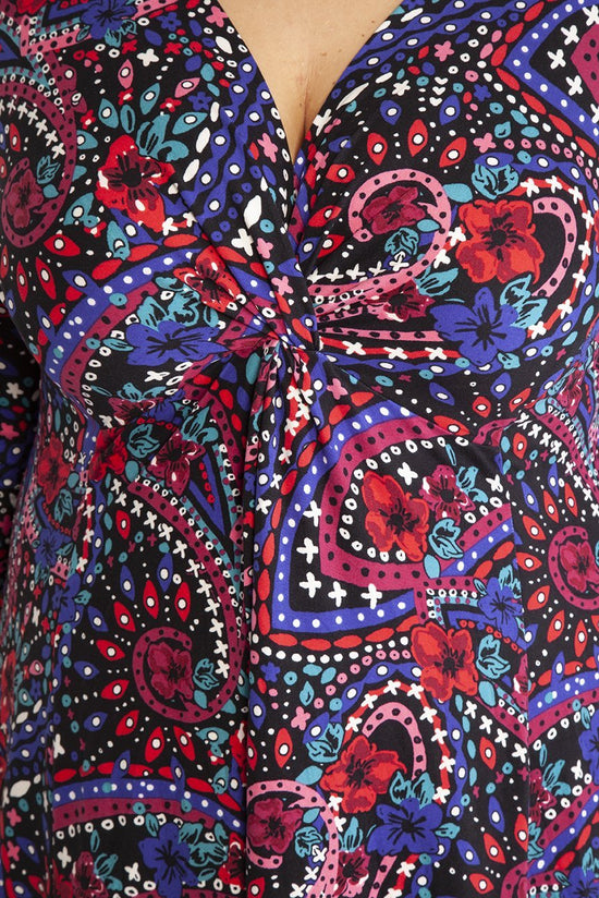 Scarlett & Jo Dresses Lauren Paisley Print Jersey Knot Front Dress