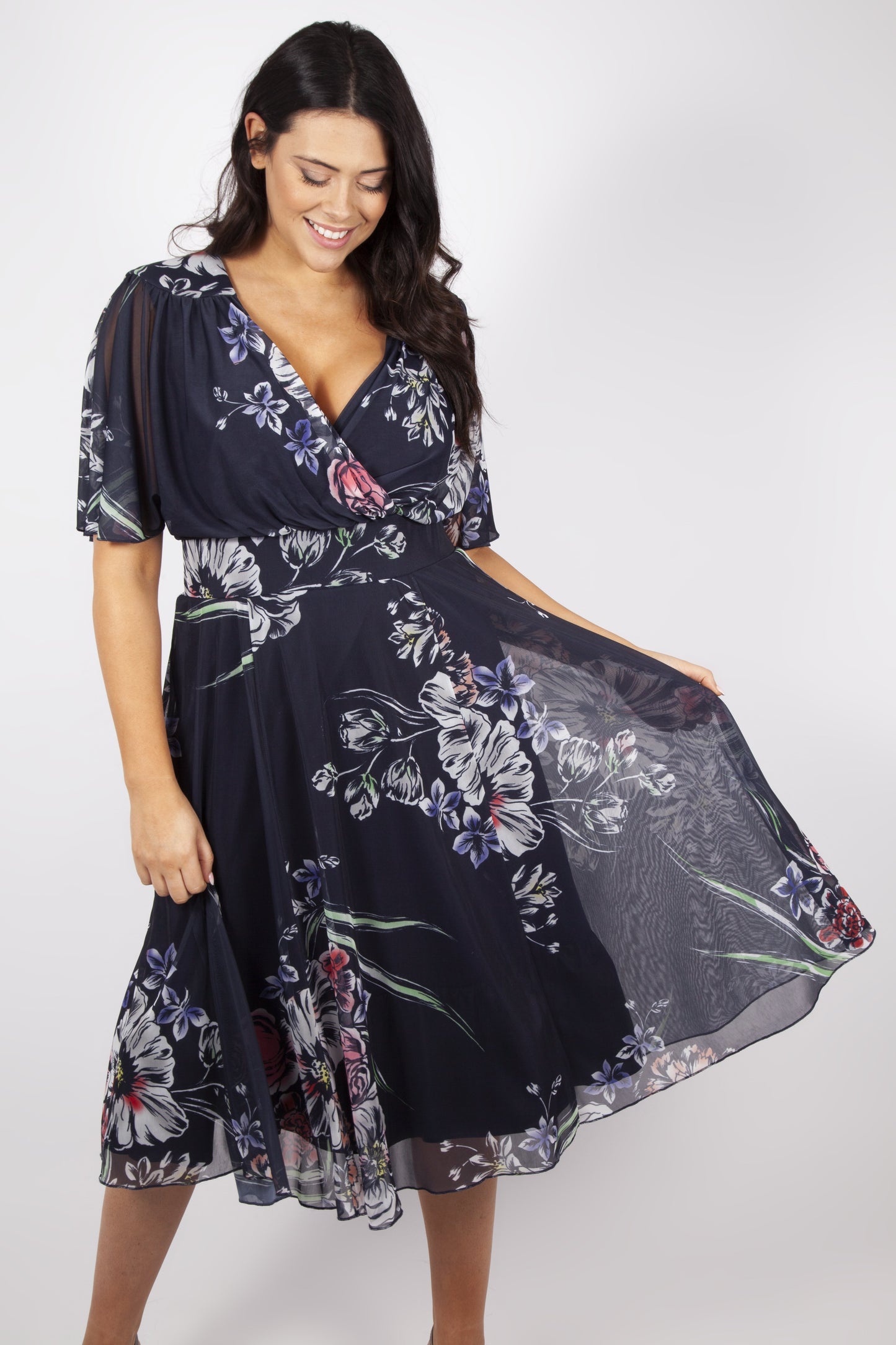 Scarlett & Jo Dresses Lola Blueberry Cap Sleeve Midi Dress