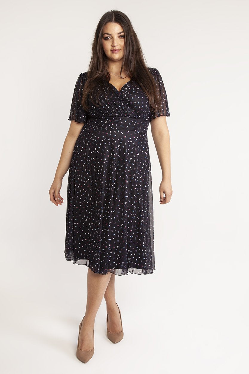 Scarlett & Jo Dresses Lottie Heart Angel Sleeve Midi Dress