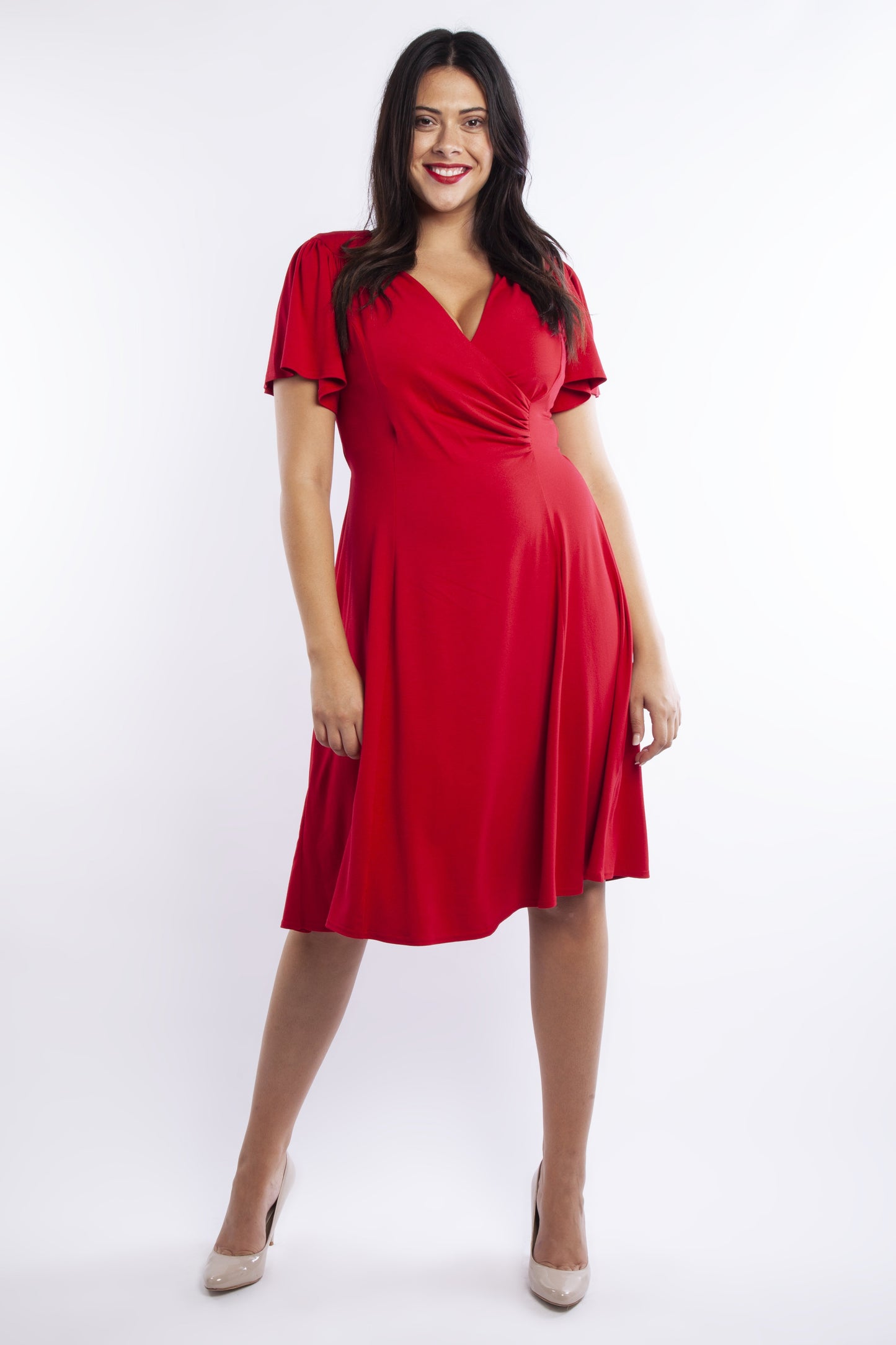 Scarlett & Jo Lana Red Wrap Fit & Flare Dress
