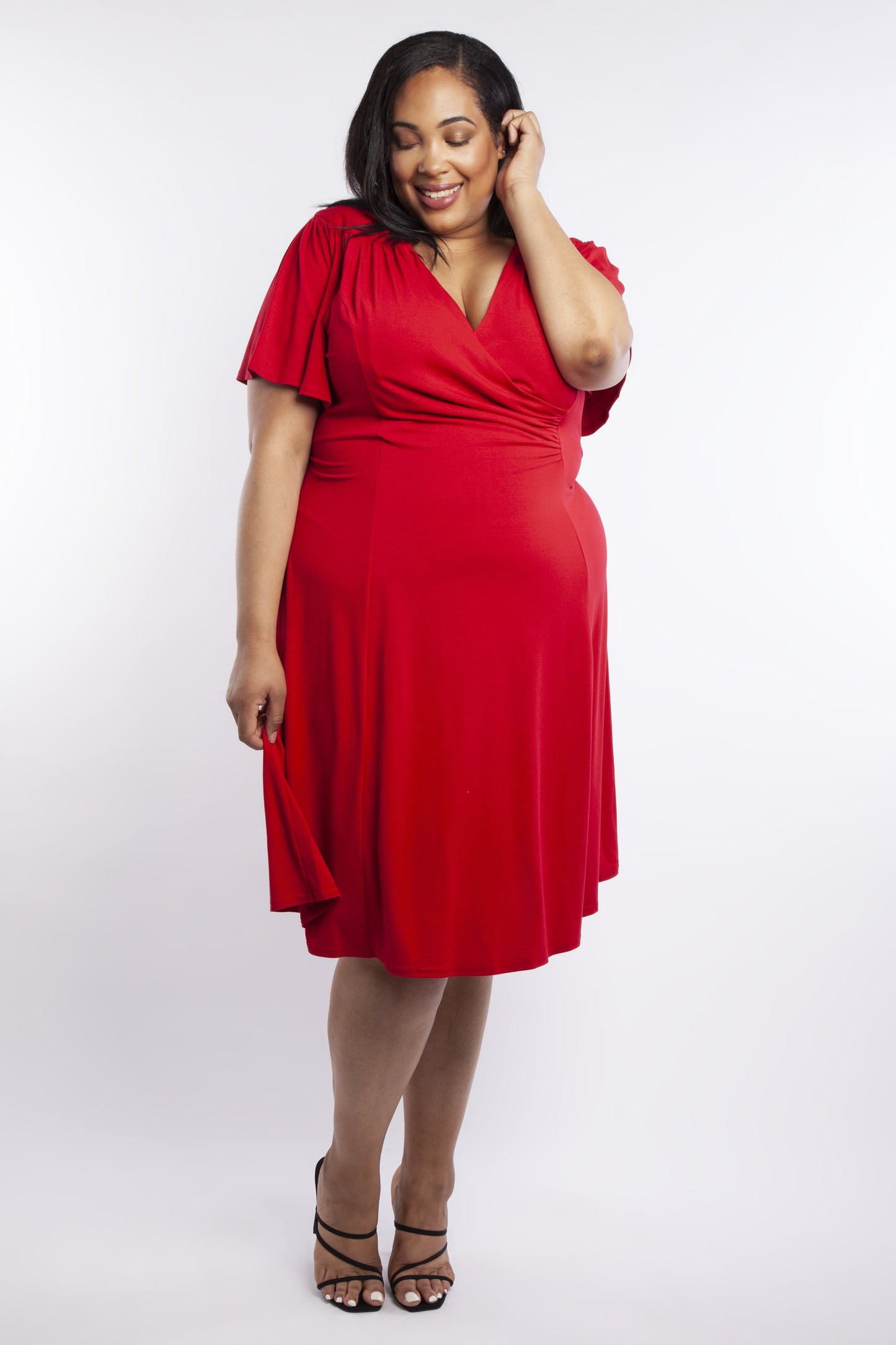 Lana Red Wrap Fit & Flare Dress Scarlett & Jo Lana Red Wrap Fit & Flare Dress Scarlett & Jo